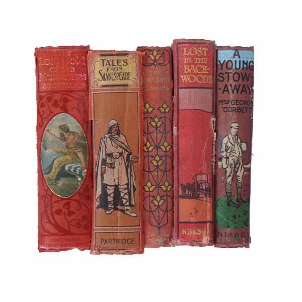 Books By The Foot: Highly Decorative Red Collection