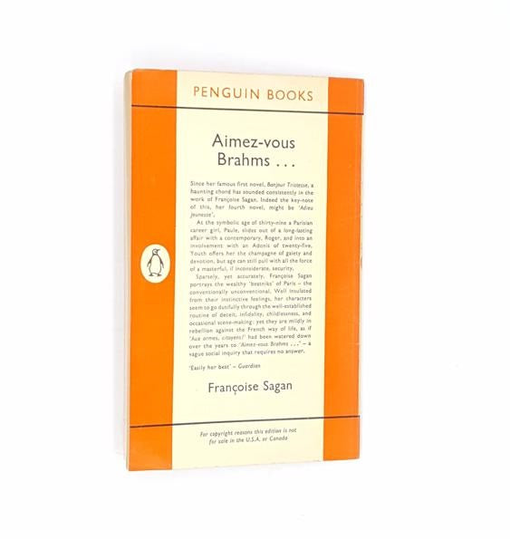 Aimez-vous Brahms by Françoise Sagan - Penguin,1959