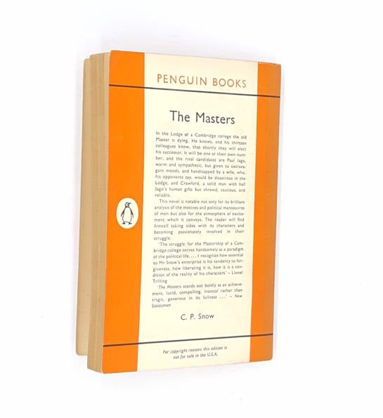 The Masters by C.P. Snow, Penguin,1962