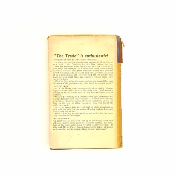 1700 Cocktails for the Man behind the Bar by R. de Fleury 1934