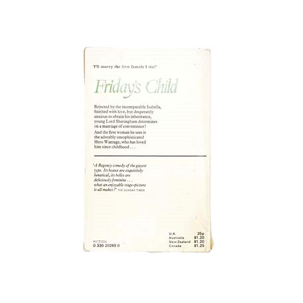 Georgette Heyer's Friday's Child 1972 | Country House Library - Country ...