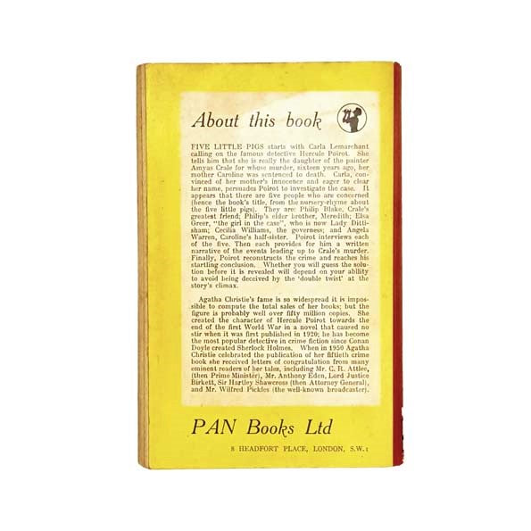 Agatha Christie’s Five Little Pigs 1953 - First Pan Edition