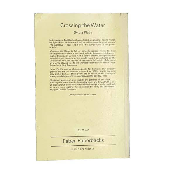 Crossing The Water by Sylvia Plath, faber,1975