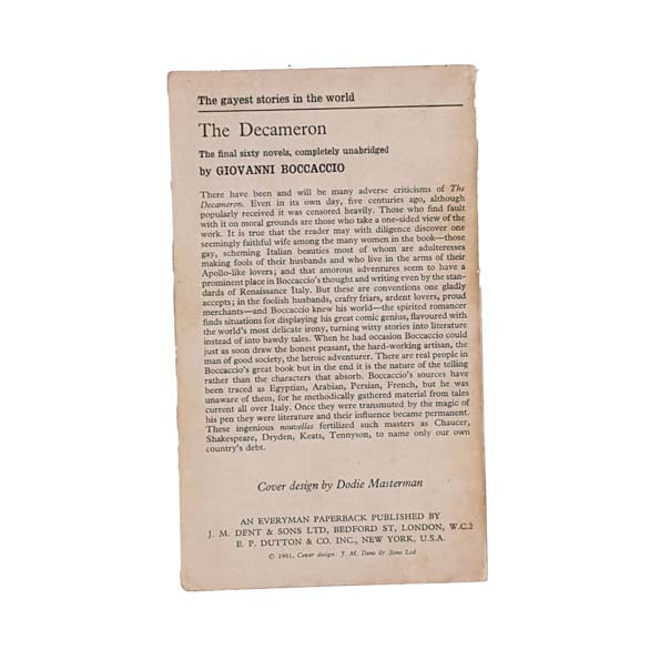 The Decameron: The Final Sixty Novels by Giovanni Boccaccio 1963