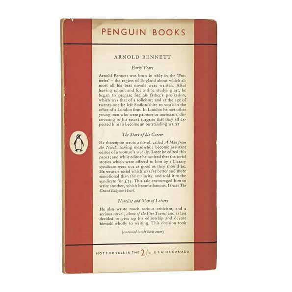 The Grand Babylon Hotel by Arnold Bennett, penguin,1954