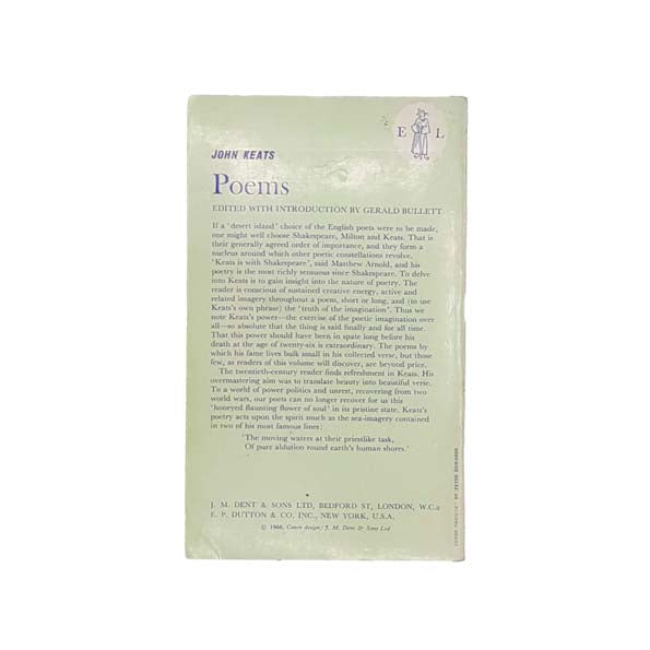 John Keats's Poems by Gerald Bullett 1967