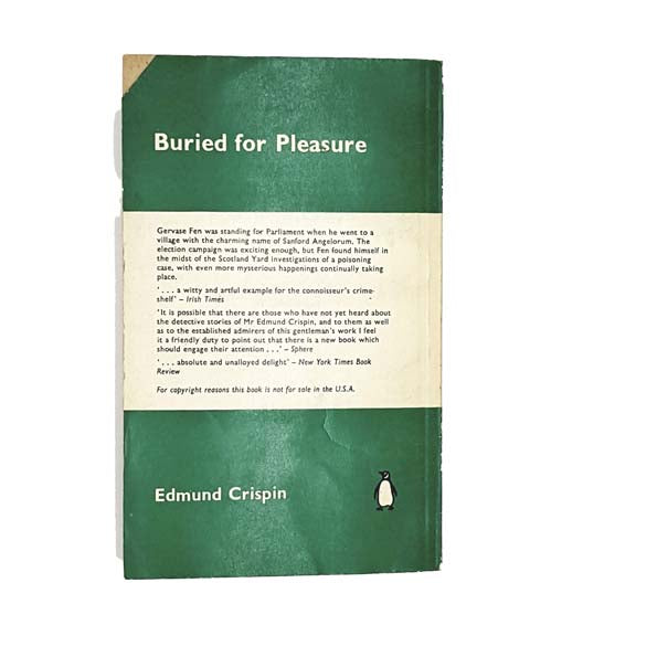 Buried for Pleasure by Edmund Crispin 1961 - Penguin