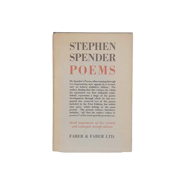 Stephen Spender Poems - Faber 1939