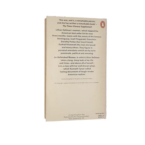 Lillian Hellman's An Unfinished Woman - Penguin, 1972
