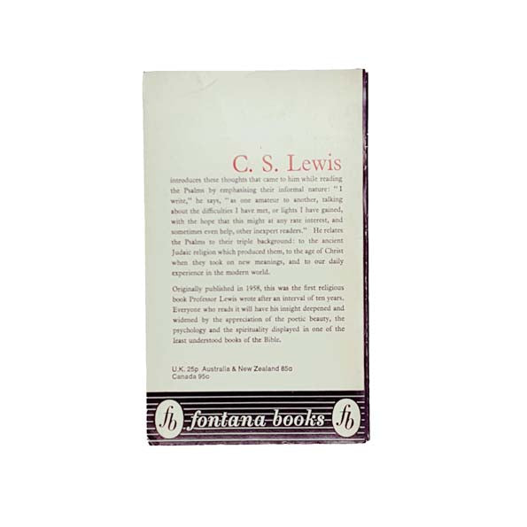 Reflections on the Psalms by C. S. Lewis - Fontana, 1961