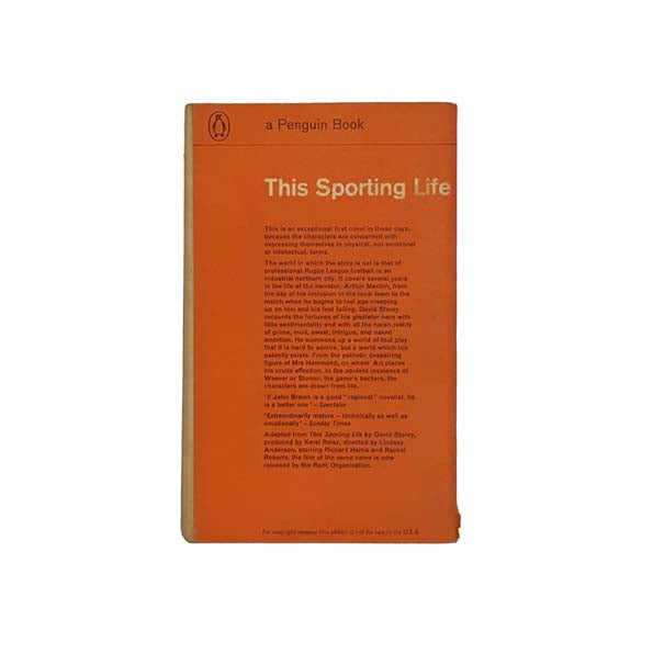 This Sporting Life by David Storey - Penguin, 1963