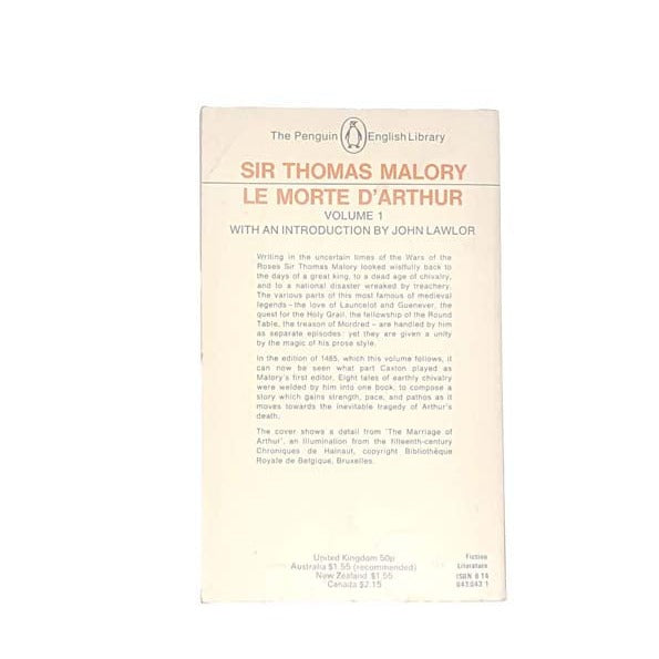 Le Morte D’Arthur by Sir Thomas Malory, penguin,1973