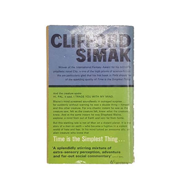Time is the Simplest Thing by Clifford Simak - Pan Books, 1961