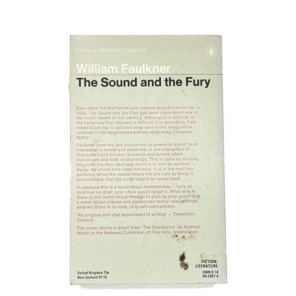 The Sound and The Fury by William Faulkner, penguin,1976