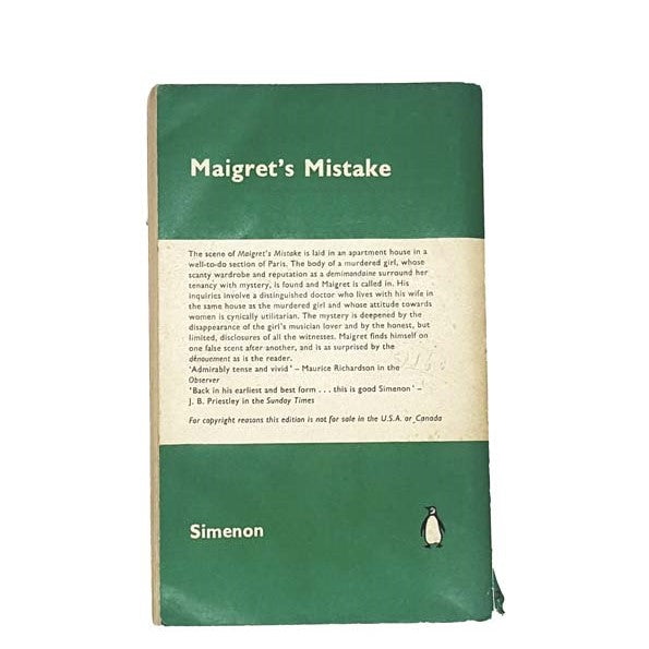 Maigret’s Mistake by Simenon, penguin,1960