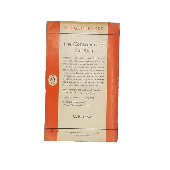 The Conscience of the Rich by C.P. Snow - Penguin, 1962