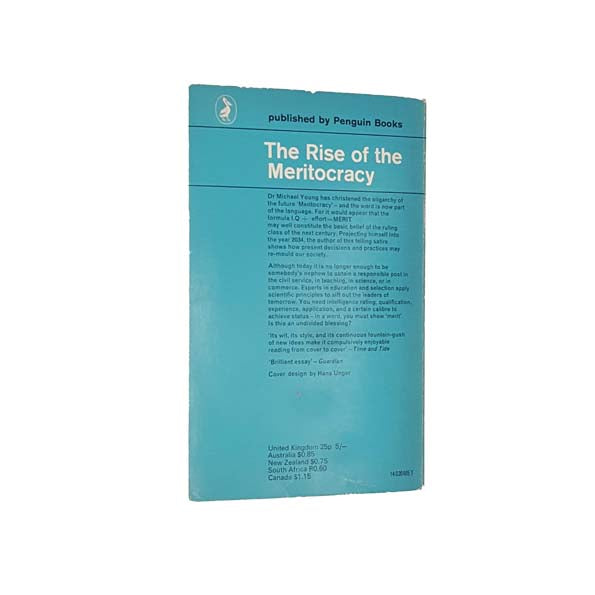 The Rise of the Meritocracy by Michael Young - Pelican, 1970