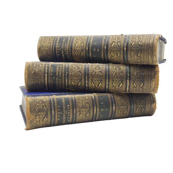 7 Volume Victorian Literary Collection - Blue/Gold Leather - 1860s