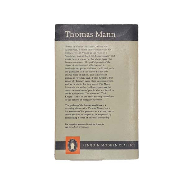 Death in Venice by Thomas Mann - Penguin, 1962
