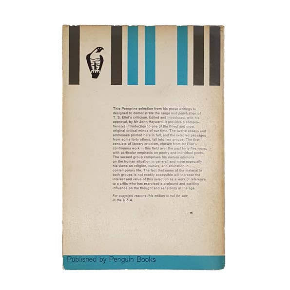Selected Prose by T.S. Eliot - Peregrine Book, 1965