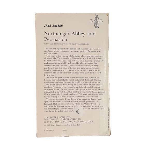 Northanger Abbey &amp; Persuasion by Jane Austen - Everyman, 1970
