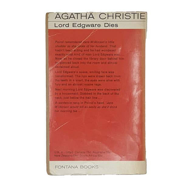 Lord Edgware Dies by Agatha Christie - Fontana, 1978
