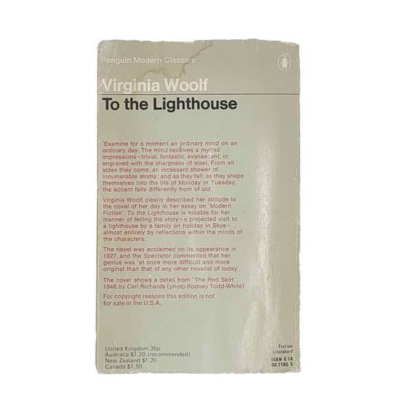 To the Lighthouse by Virginia Woolf - Penguin, 1972