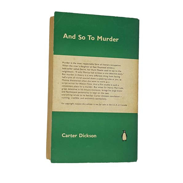 And So To Murder by Carter Dickson - Penguin 1960