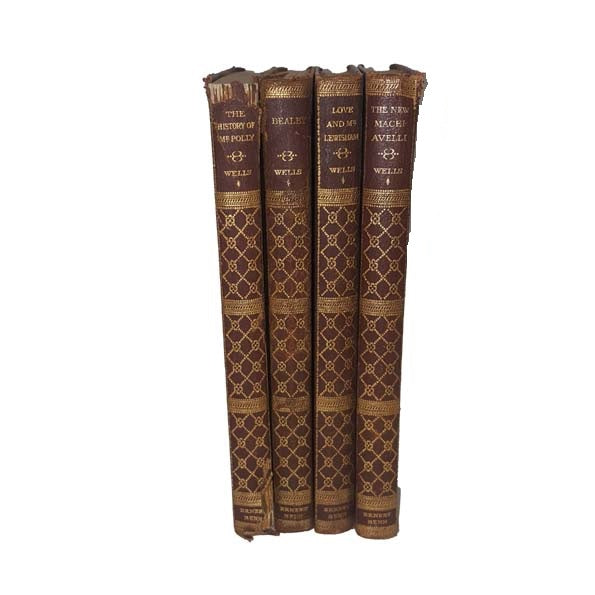 H. G. Wells 4 Vintage Leather Book Collection - Ernest Benn, 1926-7