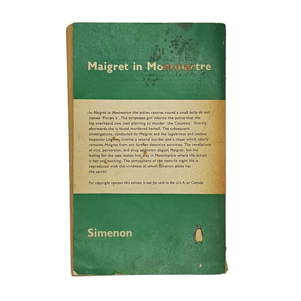 Maigret in Montmartre by Georges Simenon - Penguin 1960