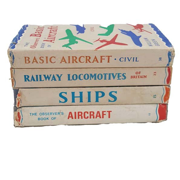 The Observer's Book of Basic Aircraft, Railway Locamotives, Ships, Aircraft - 4 Book Collection, 1957-71