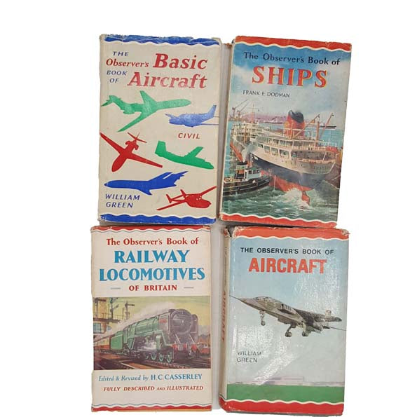 The Observer's Book of Basic Aircraft, Railway Locamotives, Ships, Aircraft - 4 Book Collection, 1957-71