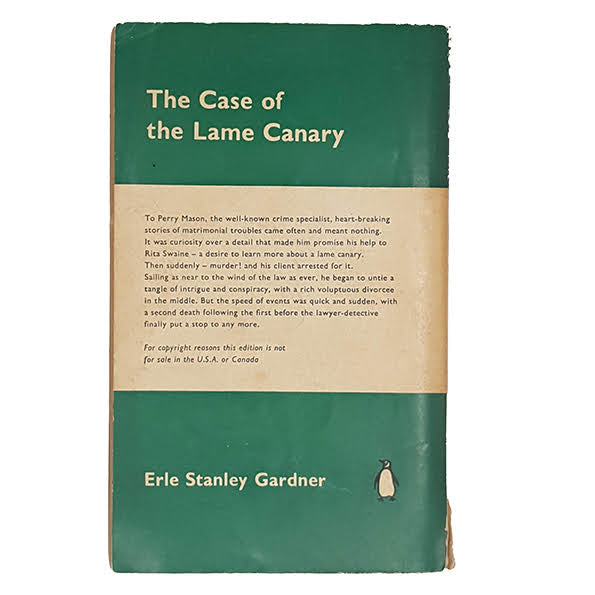 The Case of the Lame Canary by Erle Stanley Gardner - Penguin, 1961
