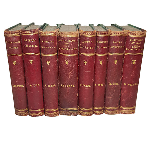 Charles Dickens Illustrated Novels - 8 Leather-Bound Books