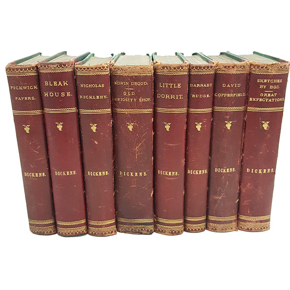 Charles Dickens Illustrated Novels - 8 Leather-Bound Books