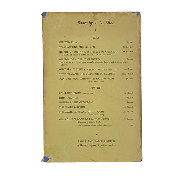 T. S. Eliot's Notes Towards the Definition of Culture 1948 - Faber