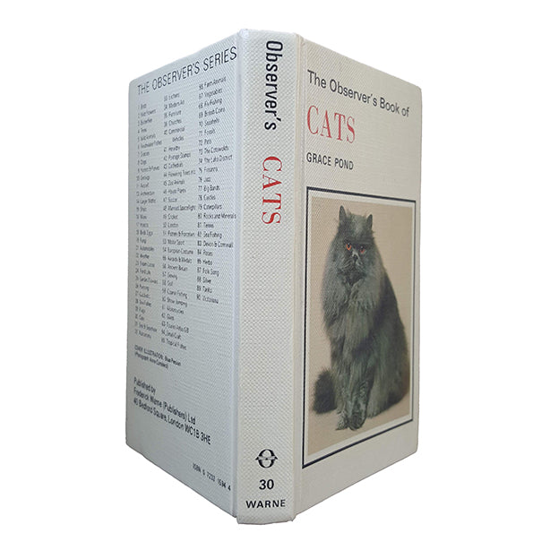 The Observer's Book of Cats by Grace Pond (#30) c.1980 NO DJ LAMINATED