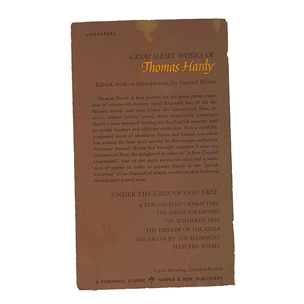 Great Short Works of Thomas Hardy - Harper &amp; Row 1967