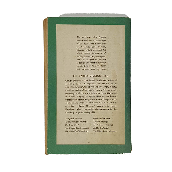 The Reader is Warned by Carter Dickson - Penguin 1951