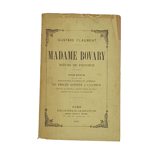 Madame Bovary by Gustave Flaubert - Bibliotheque-Charpentier 1926