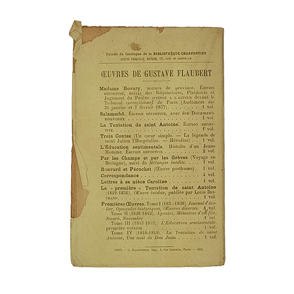 Madame Bovary by Gustave Flaubert - Bibliotheque-Charpentier 1926