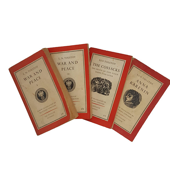 Leo Tolstoy's War and Peace, Anna Karenin, The Cossacks - Penguin Collection, 1960s (4 Books)