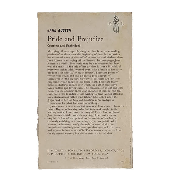 Pride and Prejudice by Jane Austen - Everyman Paperback, 1968