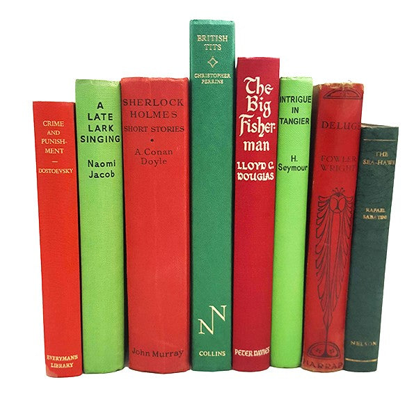 BOOKS BY THE FOOT: Vintage Red and Green