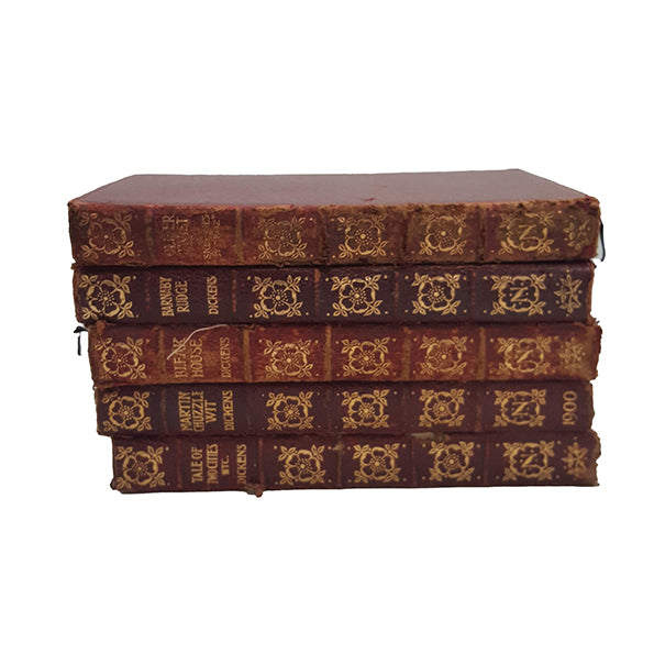 Charles Dickens 5 Vintage Leather Pocket Books - Thomas Nelson, 1901