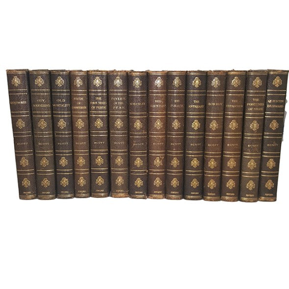 Sir Walter Scott Leather Books - Oxford, 1912 (16 Books)