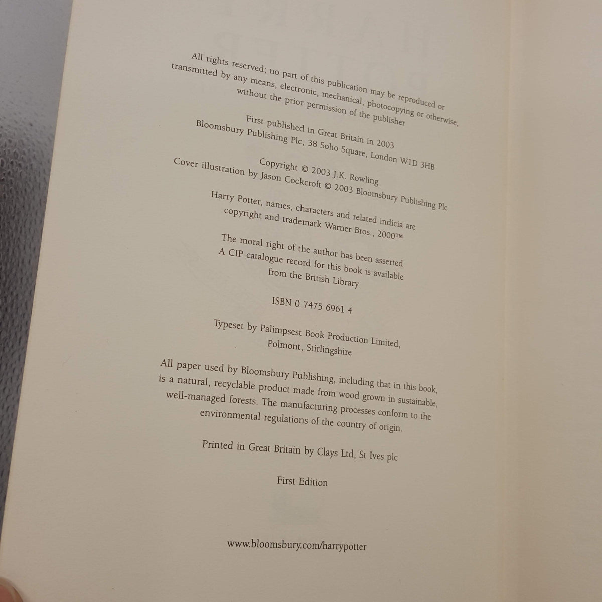 Harry Potter and the Order of the Phoenix by J. K. Rowling - First Edition, 2003