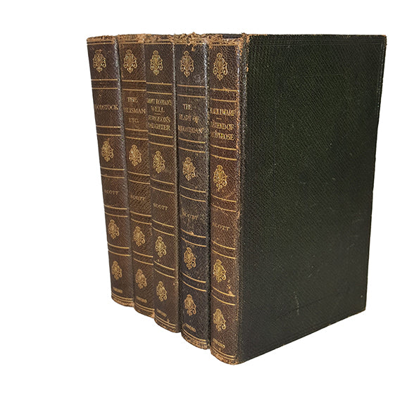 Sir Walter Scott Leather Books - Oxford, 1912 (5 Books)