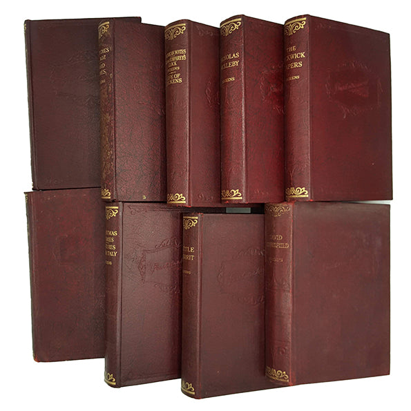 Charles Dickens 9 Burgundy Books - Hazell, Watson &amp; Viney (9 Books)