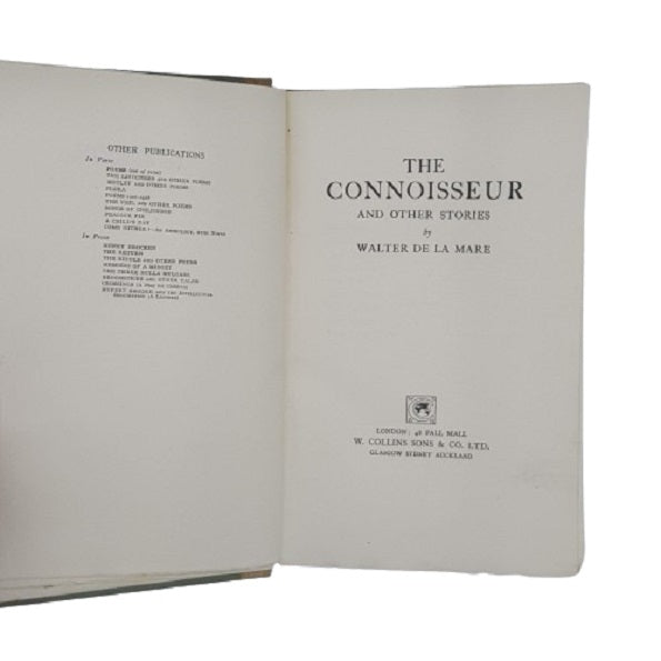 The Connoisseur by Walter De La Mare - Collins 1926, First Edition, Signed by the Author